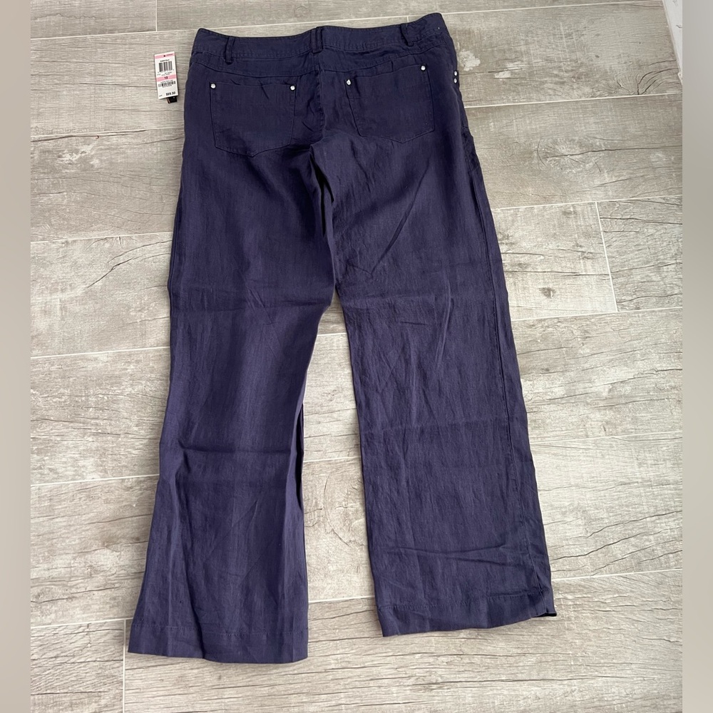 INC Brand Navy Blue Linen Pants. Size 10. NWT. - Picture 2 of 5